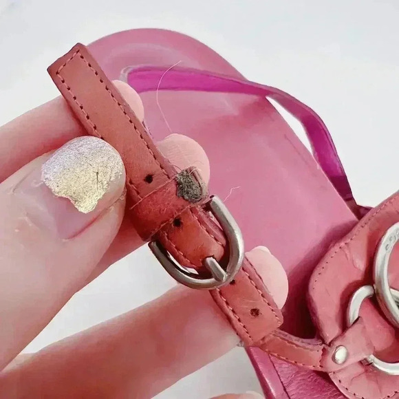 Coach Y2K Vintage Pink Leather Strappy Sandal Kitten Heels Pumps Women's Size 9 - Picture 12 of 12